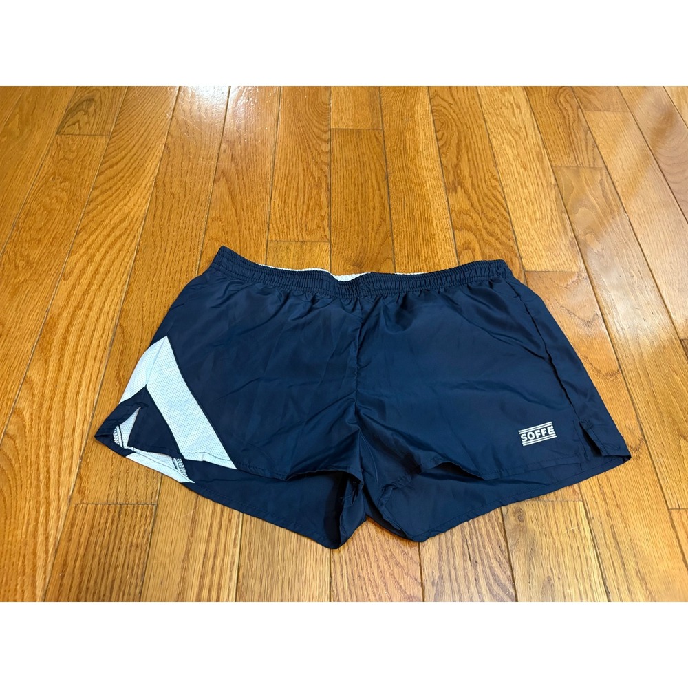Soffe Navy Blue White Mesh Trim Running Shorts size Medium CL7-N